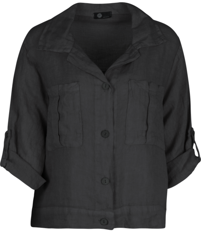 Linen Button Down Jacket - Black