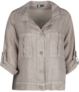 Linen Button Down Jacket - Latte