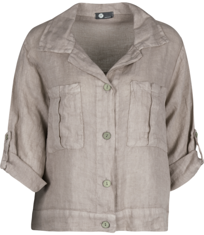 Linen Button Down Jacket - Latte