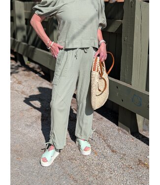 Astrid Cargo Drawstring Pants - Army