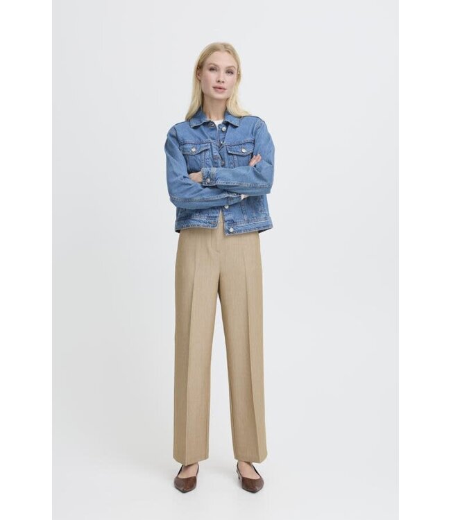 B. Young Danta Wide Leg Crop Pants - Humus Melange