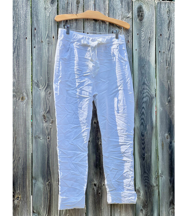 Made in Italy Crinkle Joggers - White