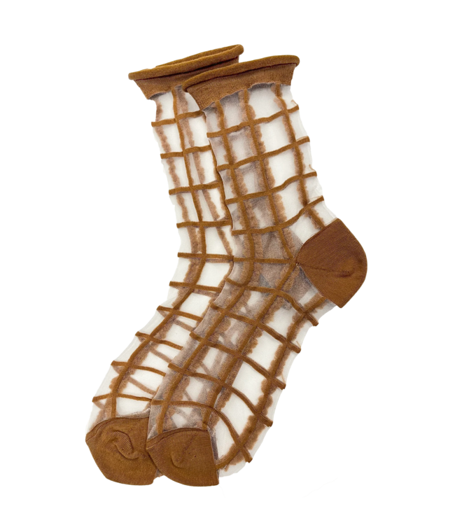 XS Unified Sheer French Window Socks - Toffee