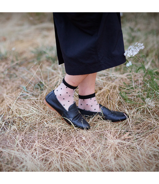 XS Unified Sheer Dot Socks - White w/Black Dots