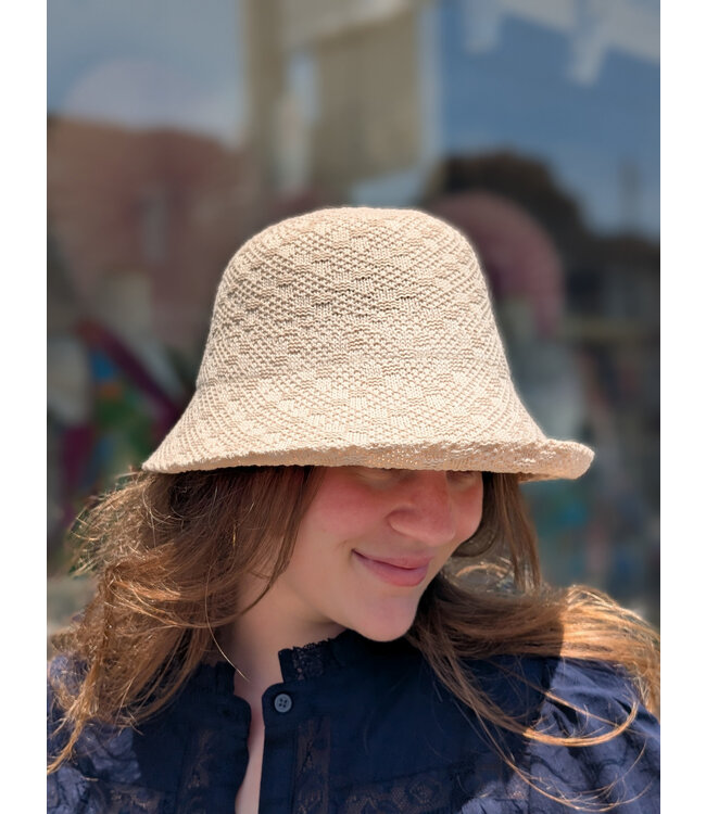 Woven Bucket Hat - Light Beige
