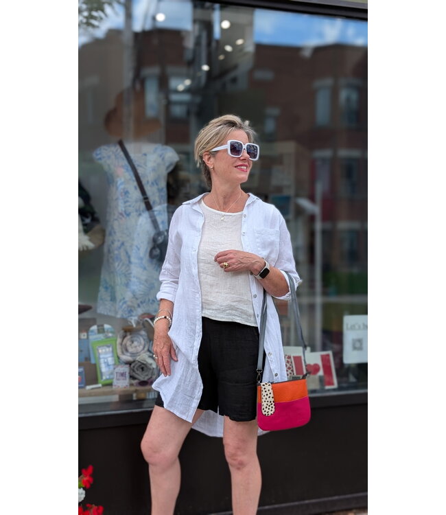 Button - Up Linen Dress - White