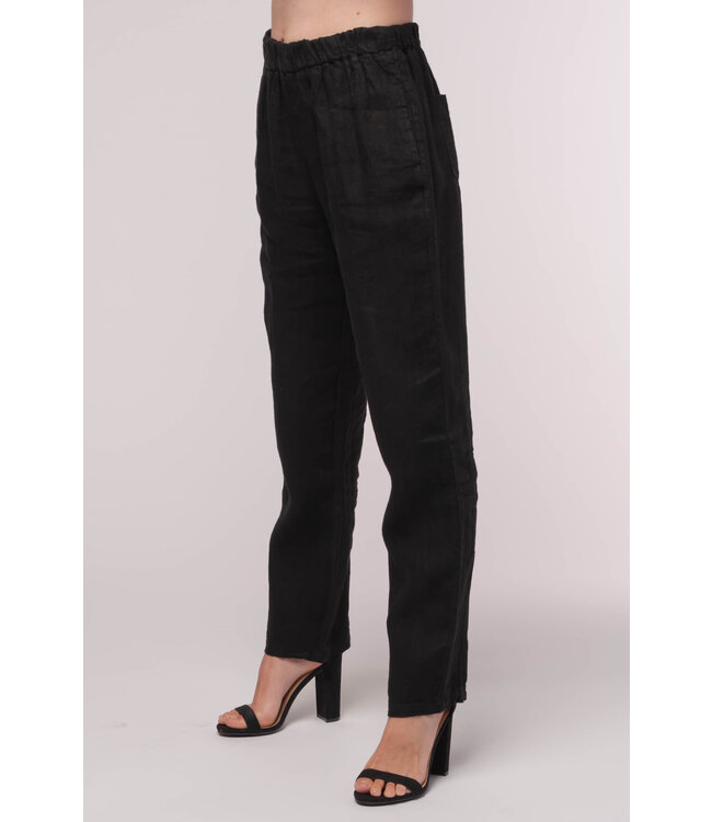 Linen Slim Pants - Black