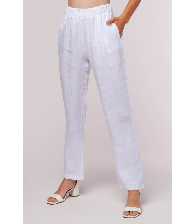 Linen Slim Pants - Bianco