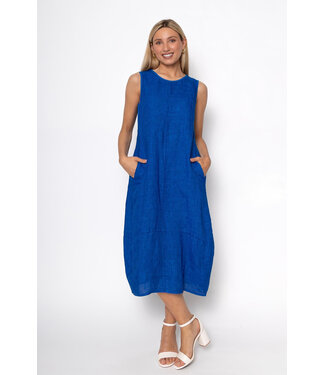 Linen Sleeveless Dress -Royal