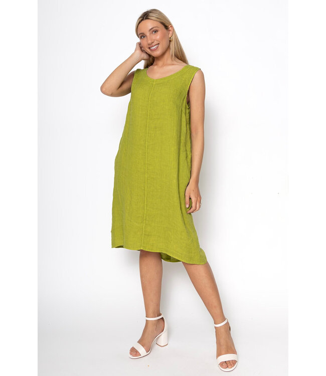 Sleeveless Dress w/ Button Back - Green Oasis