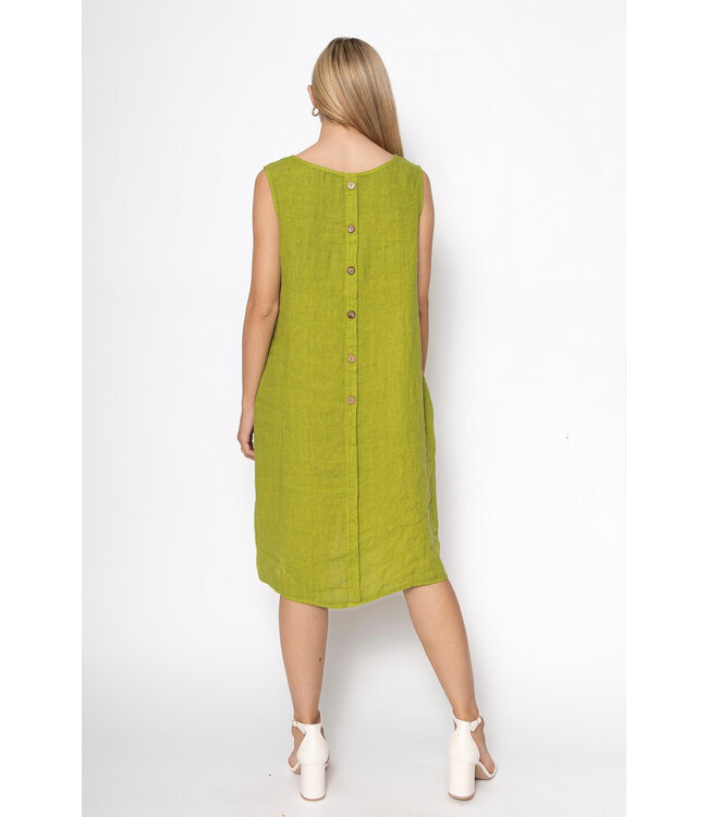 Sleeveless Dress w/ Button Back - Green Oasis
