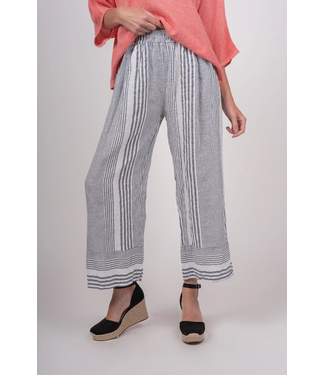 Striped Linen Pants - White