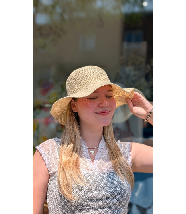 Wide Brim Woven Bucket Hat - Assorted