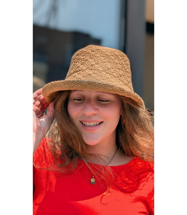 Woven Bucket Hat - Caramel