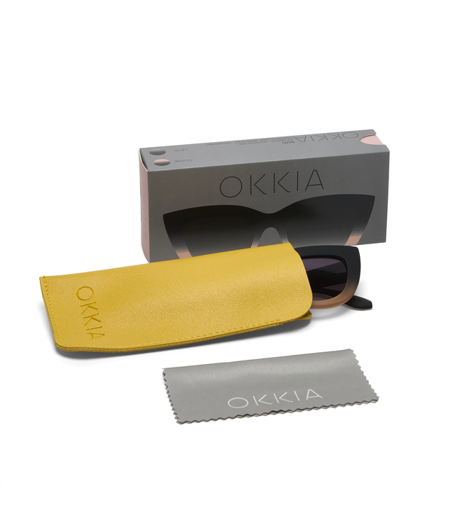 Okkia Claudia Cat Eye Sunglasses - Black Faded Pink