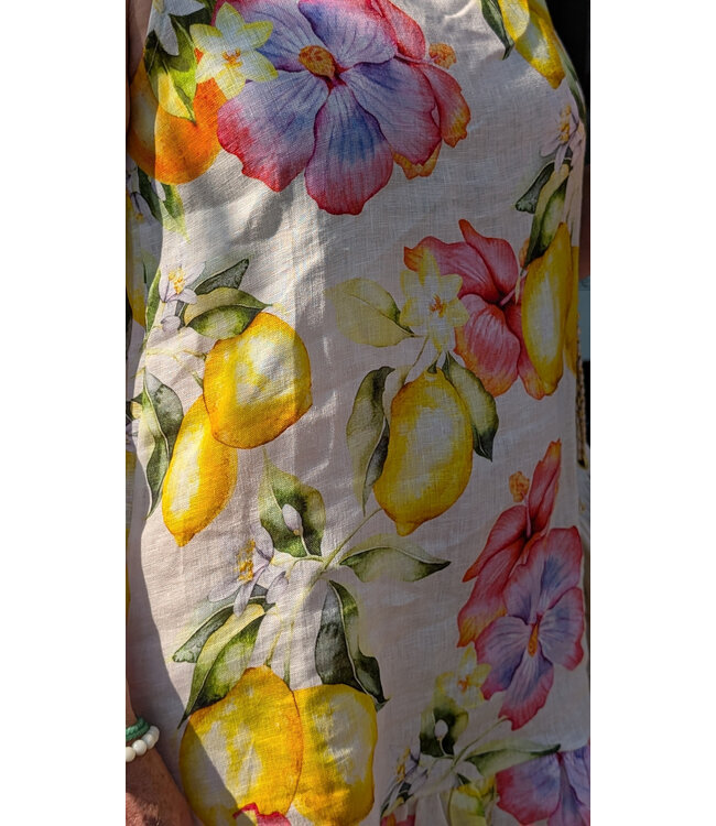 Ruffled Tie-Up Linen Dress - Limoni