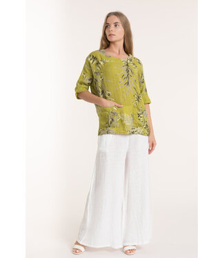 3/4 Sleeve Linen Top w/Pockets - Green