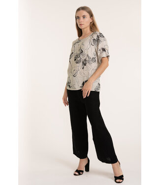 Floral Linen Blouse - Beige