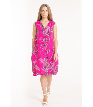 Sleeveless Linen Dress - Fuchsia