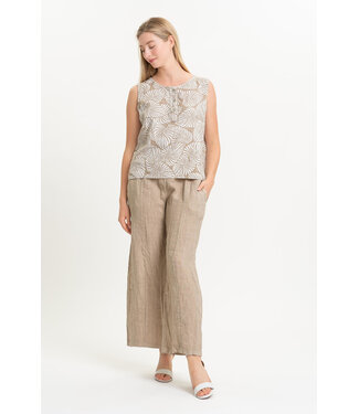 Palm Print Linen Tank Top - Cashmere