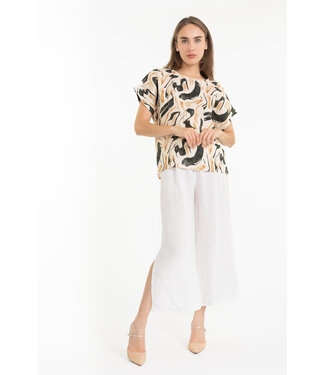 Hi-Lo Linen Top - Beige