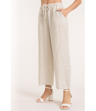 Drawstring Linen Pants - Beige