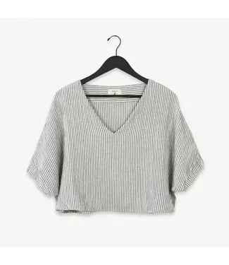Pokoloko Crinkle V-Neck Crop Top - O/S Stripe