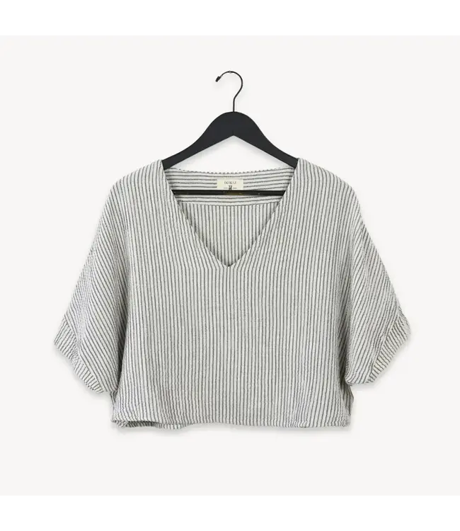 Pokoloko Crinkle V-Neck Crop Top - O/S Stripe