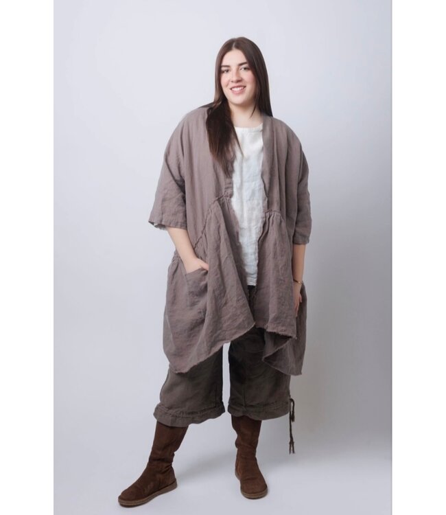 Sova Design Dieppe Raw Hem Open Jacket - Brown