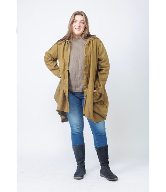 Sova Design Antibes Hooded Linen Jacket - Green