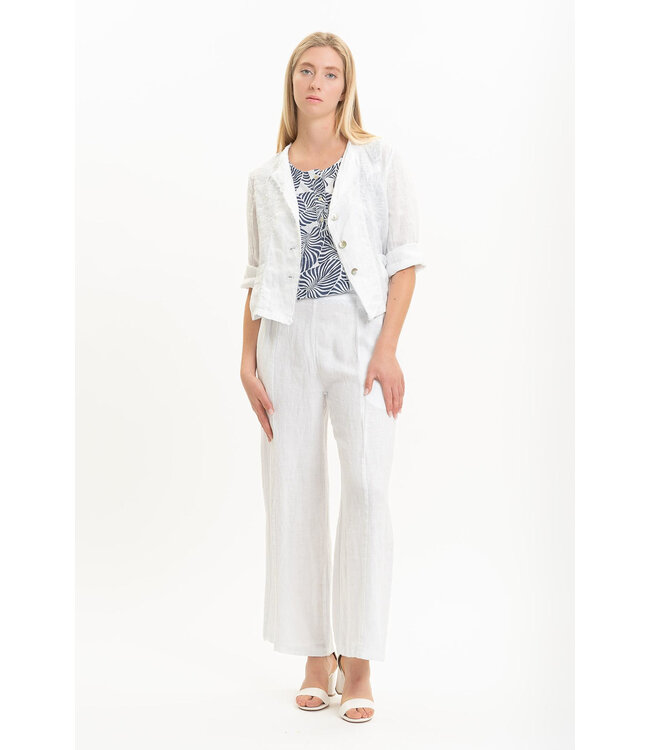 Fringe Hem Linen Jacket - White