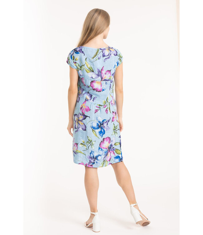 Cap Sleeve Linen Dress - Sky