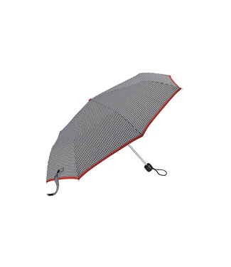 Fulton MiniLite Umbrella - Houndstooth w/Red Border