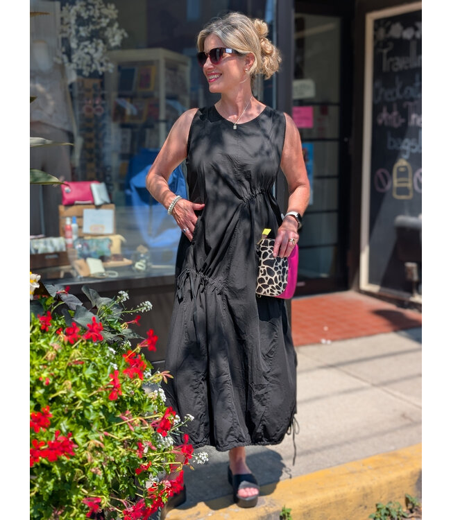 Made in Italy Tie-Up Dress - Black