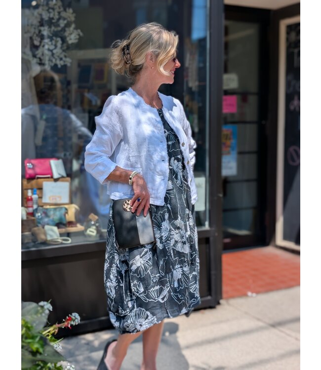 Fringe Hem Linen Jacket - White