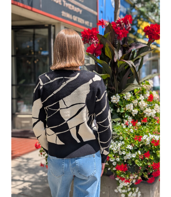 Point Zero Abstract Sweater - Black