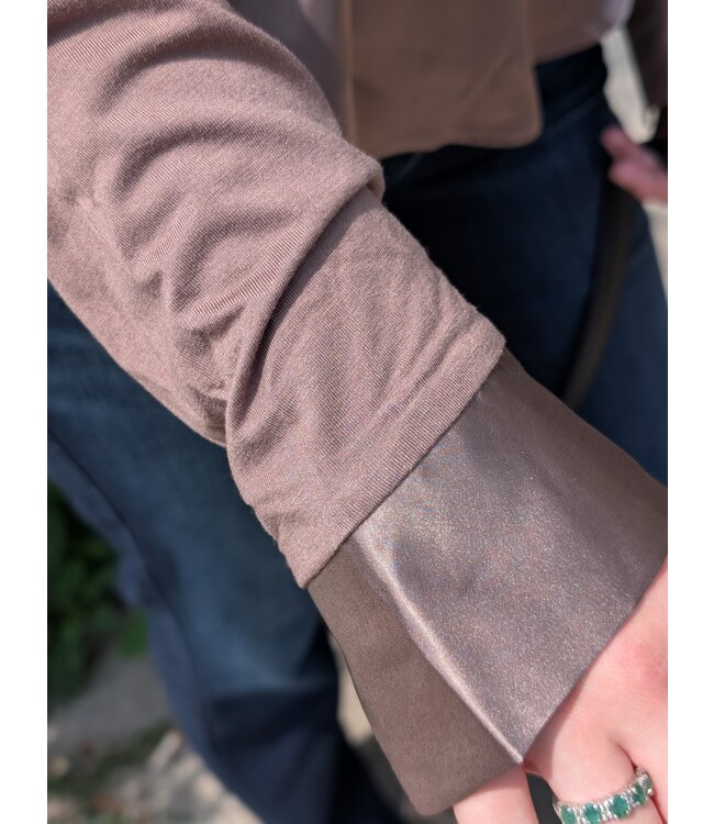 Point Zero Sateen Long Sleeve Top - Brown