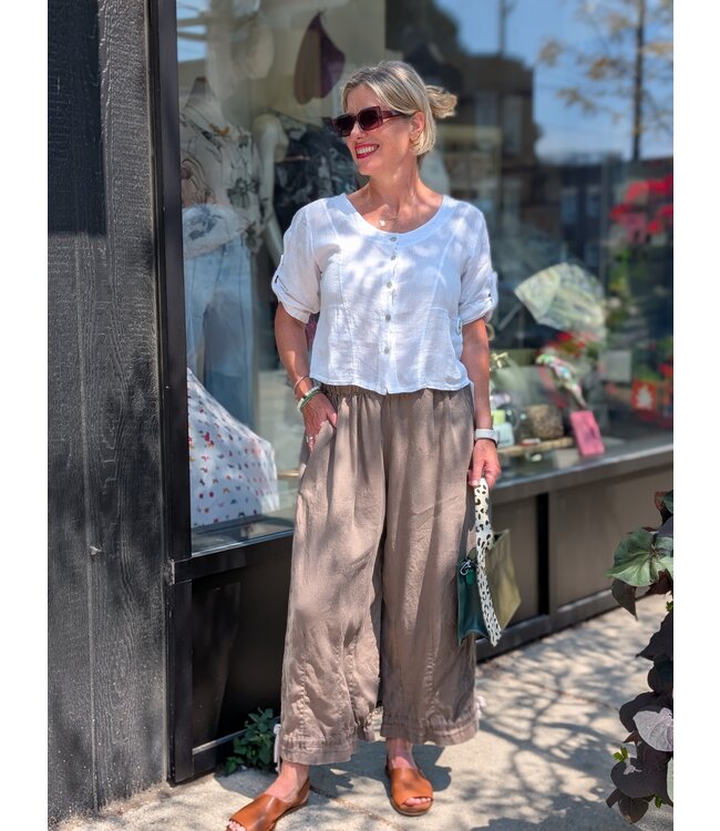 Sova Design Strasbourg Cinch Linen Pants  - Taupe