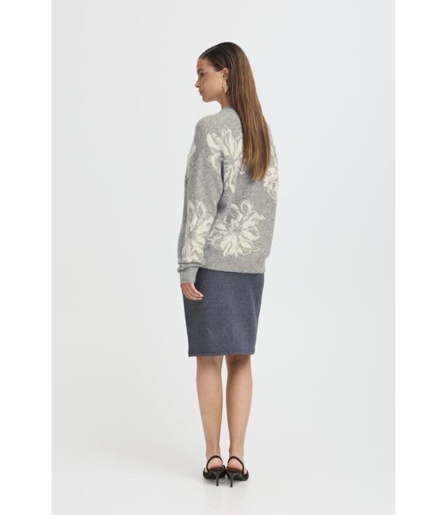 B. Young BYOmea Flower Jumper - Mid Grey Melange Mix