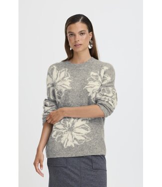 B. Young BYOmea Flower Jumper - Mid Grey Melange Mix