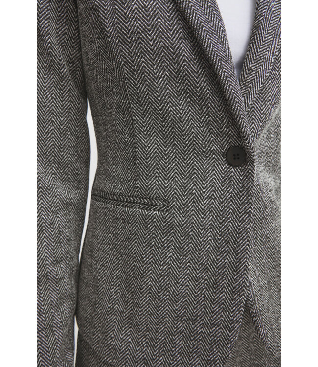 ICHI IHKate Jacquard Blazer - Black / White Herringbone