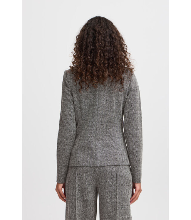 ICHI IHKate Jacquard Blazer - Black / White Herringbone