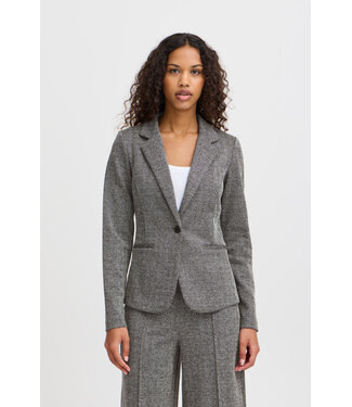ICHI IHKate Jacquard Blazer - Black / White Herringbone