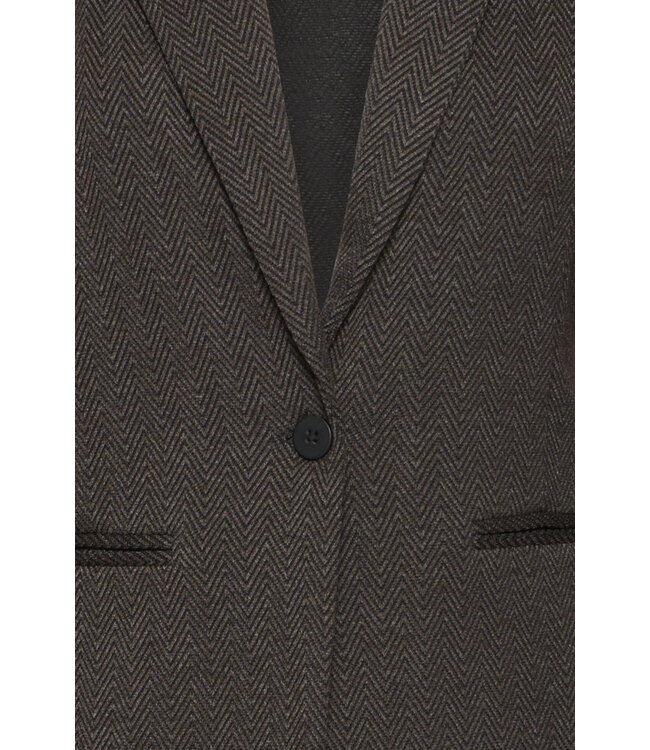 ICHI IHKate Jacquard Blazer - Black / Brown Herringbone