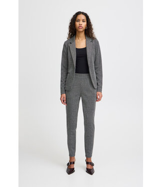 ICHI IHKate Jacquard Pants - Black / White Herringbone