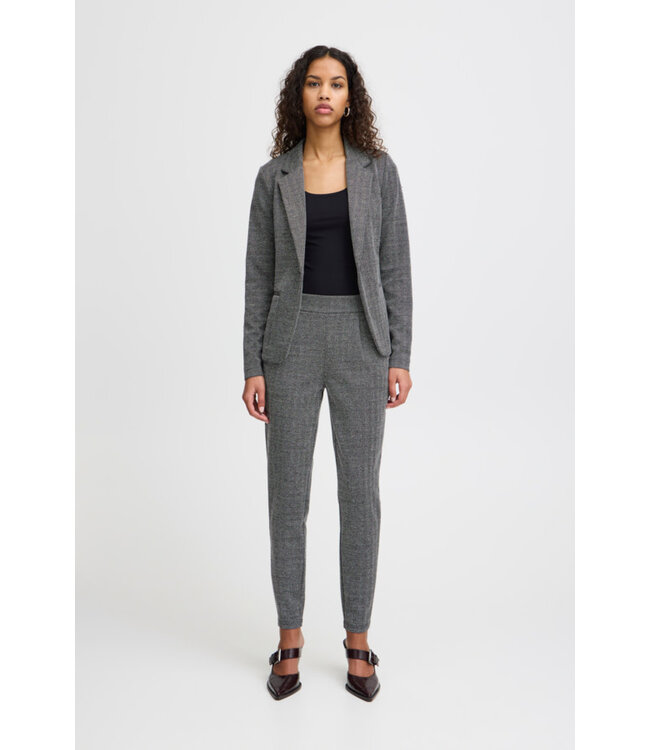 ICHI IHKate Jacquard Pants - Black / White Herringbone