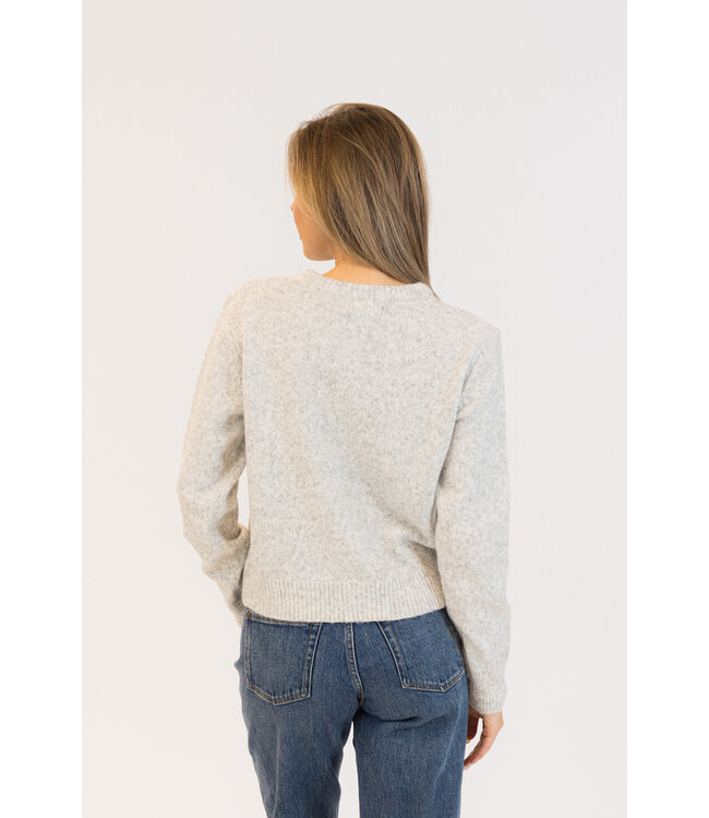 Lyla + Luxe Aisha Pearl Button Cardi - Light Grey