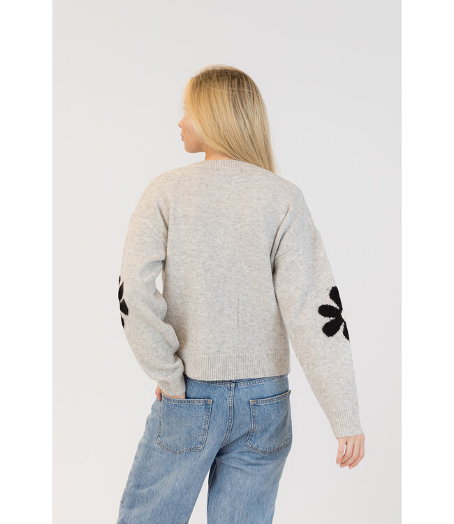 Lyla + Luxe Jorgie Floral Button Cardi - Grey/Black