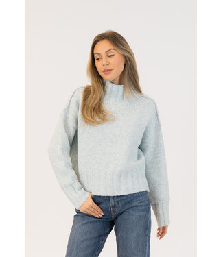 Lyla + Luxe Calli Mock-Neck Sweater - Blue / Green