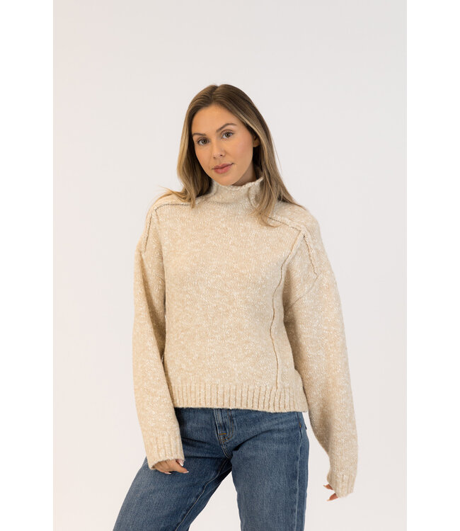 Lyla + Luxe Nellie Mock-Neck Sweater - Beige